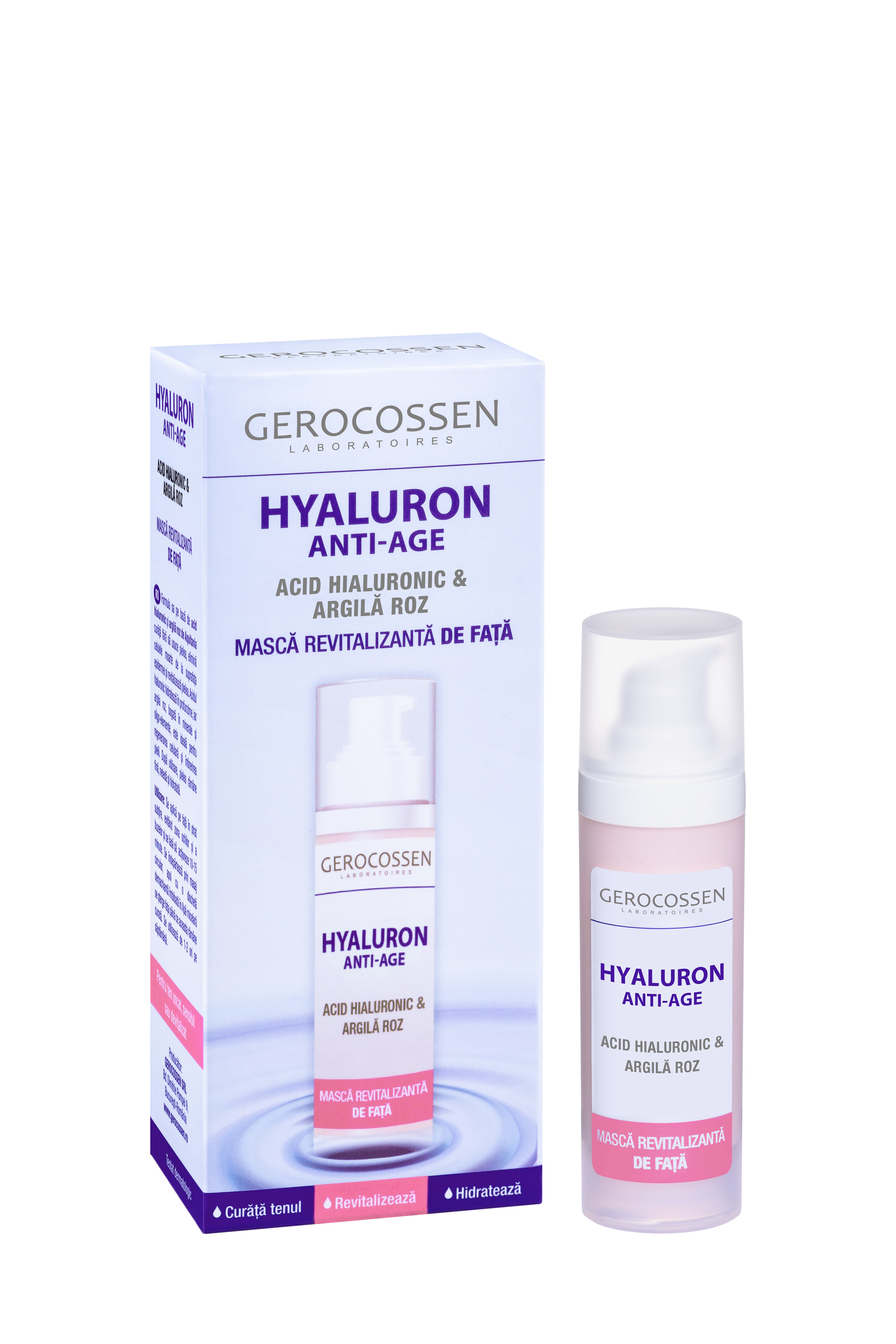 Arcmaszk Hialuronsavval és Szénnel Hyaluron Anti-Age Gerocossen, 30 ml