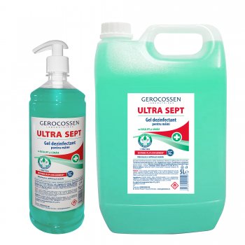 Pachet gel dezinfectant maini Biocid Ultra Sept: Gel dezinfectant 5 litri+Gel dezinfectant 1 litru