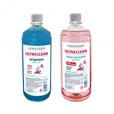 Pachet igienizare maini Ultra Clean:Gel igienizant 1 litru+Lotiune igienizanta 1 litru