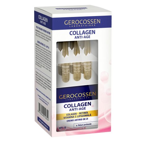 Caseta Collagen Anti-Age tratament antirid: Fiole + Crema antirid de zi